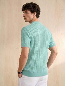 Manfinity CityGents Suéter de Malha Bordado Casual com Urso, Primavera/Verão - Verde Menta - Visão 2