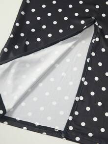 SHEIN Đầm ngắn tay dài đến đầu gối, phong cách tối giản, dễ phối đồ, dành cho các cô gái tuổi teen. - màu đen - Xem 7