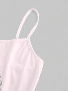 ROMWE Kawaii Váy ngắn hình trái tim dễ thương với hình thỏ và nơ hình trái tim dành cho nữ. - màu đen - Xem 3
