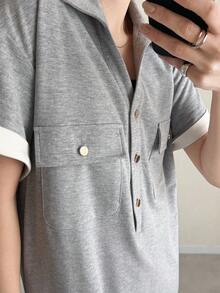 FRIFUL 女士高领直筒中长连衣裙，适合夏季都市通勤穿着 - 灰色 - 查看 3