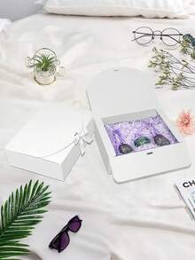SHEIN Conjunto de 10 caixas de papel kraft branco com tampa e laço de fita, 3 tamanhos disponíveis para lembrancinhas de casamento, damas de honra, aniversários, Dia dos Namorados e Dia das Mães. Ideal para embalagens de presentes. - Branco - Ver 5