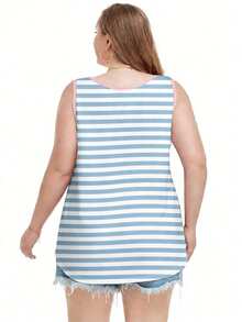 EMERY ROSE Striped Round-Neck Casual Vest, Plus Size Women's Vest, Summer Style - Multicolor - View 2