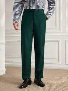 Officeau 男士三件套优雅西装套装，男士纯色双排扣修身单排扣婚礼西装外套、马甲、西裤和领带套装，深绿色，尺码 XS-3XL - 墨綠色 - 查看 3