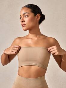 Chất rắn Đồ đan Ribbed Không dây Ống Không vòng thép - Cà phê nâu - Xem 5