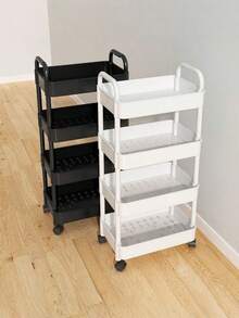 3/4/5-Tier Rolling Storage Cart With Wheels - Multi-Functional Organizer, Sturdy Plastic Construction, Easy To Assemble, Tool-Free, Space-Saving Storage Rack Suitable For Kitchens, Bathrooms, Offices, Bedrooms - Suitable For Home And Commercial Use - White/Black Floor Cart, Family Organizer, Compact Design, Durable Construction, Mobile Storage Rack, Office Worker, Bookshelf (Some Colors Are Random) - Car Storage Rack/Black - View 4