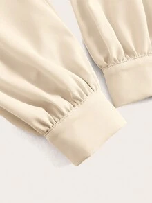Vintamour Women's Solid Color Front Button Elegant Office Long Sleeve Shirt - Khaki - View 9
