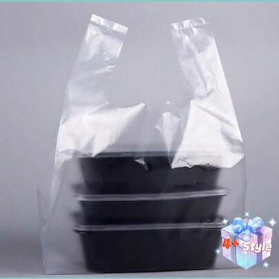 SHEIN Bộ 100 Túi Nhựa Trong Suốt Màu Trắng, Túi Đựng Đồ Ăn Sáng, Túi Đựng Thực Phẩm Dùng Một Lần, Túi Nhựa Siêu Thị Thích Hợp Sử Dụng Hàng Ngày