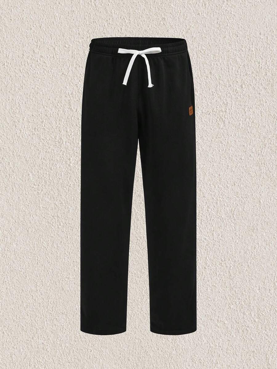 Mercer Haus 男士字母補丁細節腰部抽繩衛褲 - 黑色 - 查看 1