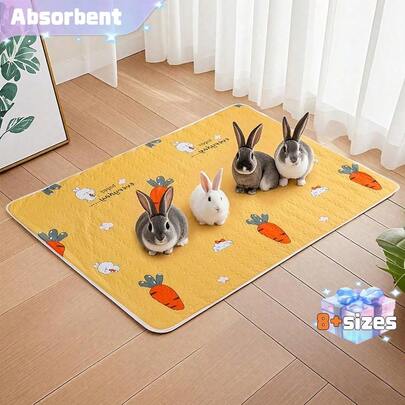 1pc Cute Cartoon Pattern Pet Waterproof Urine Pad, Breathable Lightweight Washable Mat For Small Pets, Suitable For All Seasons, Random Pattern Cutting, Not Machine Washable, Bottom Not Waterproof