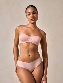 SHEIN 可拆卸透明肩带性感钢圈薄杯文胸 - 粉色 - 查看 4