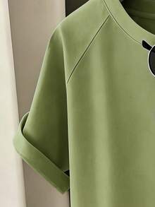 Resyla Bộ áo thun và quần short nữ, kiểu dáng thường ngày đa năng, trang phục mùa hè ngoài trời. - màu xanh lá - Xem 3