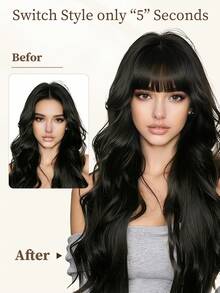 Clip In Hair Bangs Human Hair, NC# Natural Black Fringe With Temples, Natural Fake Bangs Extensions, Invisible & Easy To Install, Premium Real Hair, Perfect For Women Daily Wear And Face‑Shape Modification - Natural Black - View 5