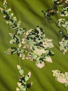 Sweetra 大码女式春夏绿色复古性感浪漫优雅度假重工多功能刺绣亮片印花闪亮舒适休闲短裙，亮片短裤，女士嘉年华短裤，嘉年华服装，节日，返校季，返校派对，演唱会服装，春夏+科切拉音乐节/搭配 - 綠色 - 查看 4