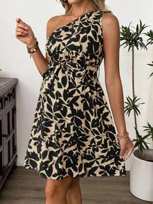 SHEIN Maternity Casual Floral Print Sleeveless Dress - Khaki - View 5