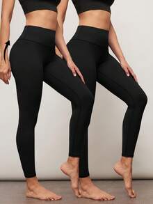 Activina Women's Casual Sports Pocket Leggings - Black - View 1