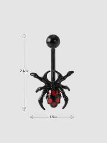 MortiRose 四件套肚脐环黑色蜘蛛吊坠穿刺饰品，哥特/朋克/颓废/暗黑哥特，街头风，夏季/音乐节/舞会/派对，复古，黑色，低过敏性，穿刺饰品，身体饰品 - 黑色 - 查看 17