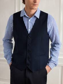 Officeau Áo vest vest nam cổ điển, lịch lãm, cài một hàng khuy. - Màu xanh hải quân - Xem 4