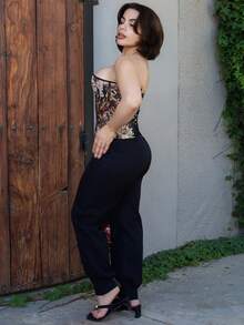Lupita Cardoza 复古宫廷风彩色花卉提花印花抹胸，纽扣和系带设计，适合度假 - 彩色 - 查看 4