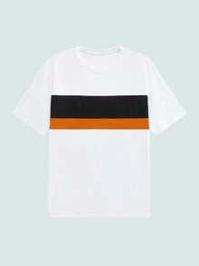 Modcrash 男士渐变色休闲圆领短袖T恤 - 黑色 - 查看 1