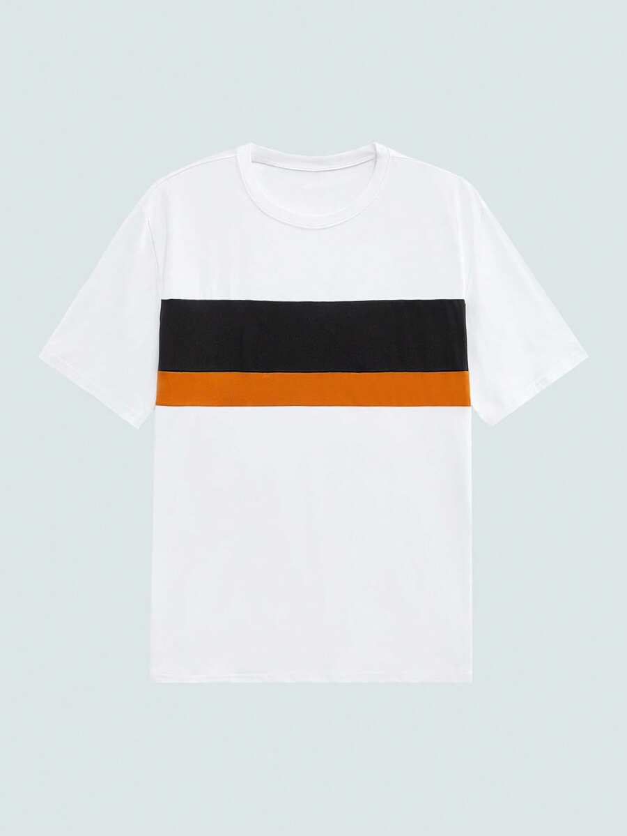 Modcrash 男士渐变色休闲圆领短袖T恤 - 黑色 - 查看 1