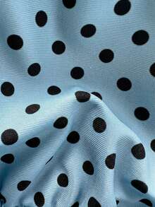 Swim Mod 26SS Spring/Summer Vacation Beach Polka Dot Cute Brown Polka Dot Bikini Set - Blue - View 9