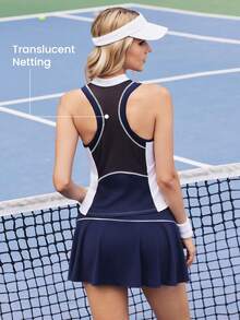 CourtClass Conjunto de top sin mangas y falda pantalón casual para tenis de mujer - Multicolor - Ver 2