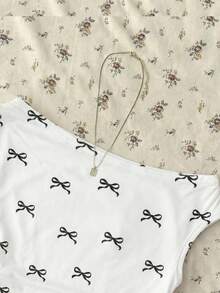 Áo croptop dệt kim màu trắng dành cho nữ tuổi teen, kiểu dáng tối giản, họa tiết chấm bi, dáng bất đối xứng, xếp ly, thích hợp cho mùa xuân/hè, phong cách thường ngày, cá tính. - Nhiều màu - Xem 7