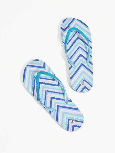 Grefit Dép xỏ ngón nữ, món đồ không thể thiếu cho kỳ nghỉ biển, dép đính sequin, họa tiết lượn sóng nhiều màu sắc, chống trơn trượt và nhẹ, dép đi biển dành cho nữ.