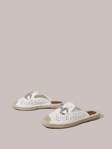 Styleloop Women's Fashion Embroidered Thick Sole Espadrille Shoes - White - View 3