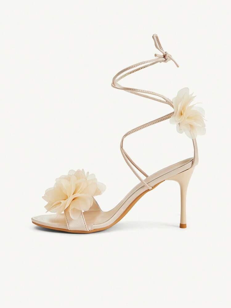 CUCCOO CHICEST New Apricot Thin Heel Pointed Flower Fashion Women's High Heel Sandals Summer Shoes
