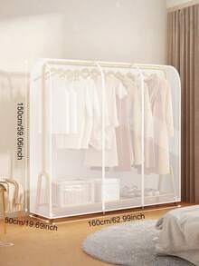 Clothes Storage Dust Cover Clear Garment Rack Cover With Zippers Cover Clothes Rack Cover Big Cover Donkey Cover, Transparent Plastic For Clothes Rack - Translucent - View 8