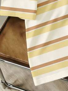 Manfinity Joysei Men's Summer Fresh Yellow Striped T-Shirt, Suitable For Summer, Going Out And School - Yellow - View 4