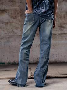 Skyrend Quần Jeans Denim Thường Ngày Cho Nam, Thời Trang Tối Giản Cho Mặc Hàng Ngày - Rửa nhẹ - Xem 2
