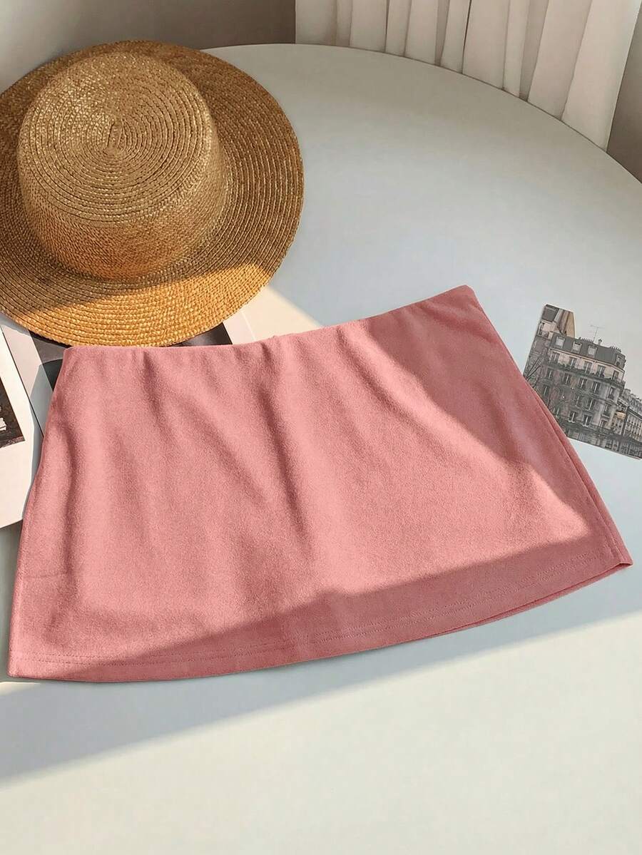 Comfortcana Women's Pink Side Slit Hem Short Bodycon Mini Skirt - Pink - View 1