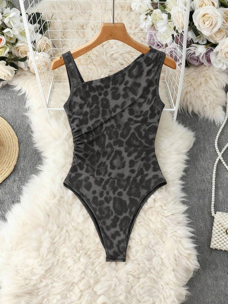Franclia Women's Fashion Leopard Print Mesh Sleeveless Bodysuit - Multicolor - View 1