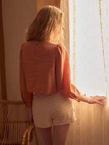 MOTF STUDIO WOMEN'S EMBROIDERY HOLLOW OUT BLOUSE - Orange - View 7