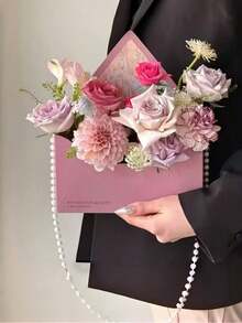 5/10pcs Envelope Style Flower Box, Love Letter Pattern, Reusable Lightweight Gift Box, Wedding Favor DIY Floral Arrangement, Valentine's Day Gift(Bead Chain Not Included) - one size fits all - View 6