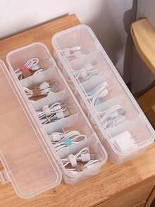 1/2PCS, Multi Grid Dust-Proof And Waterproof Makeup Pad Hair Cord Data Cable Underwear Socks Storage Box - Clear - View 5