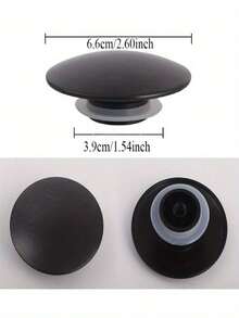 1 Matte Black Pop-Up Glass Basin Drain Stopper - Spring Type 36-38mm Universal Stainless Steel Cover, Modern Simple Bathroom Sink Accessory - Black - View 4