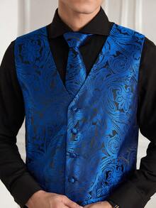 Officeau 男士无袖西装背心，夏季时尚 - 寶藍色 - 查看 3