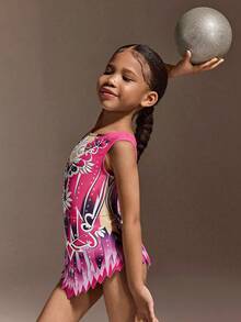 Áo tập thể dục không tay in họa tiết dành cho bé gái, thoải mái và thân thiện với da, thiết kế ôm sát giúp hạn chế hở hang, phù hợp cho thể dục nhịp điệu, các cuộc thi khiêu vũ ở trường, và mọi mùa. - Nhiều màu - Xem 5