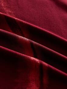 男士十字印花休闲宽松圆领短袖T恤 - 酒紅色 - 查看 5