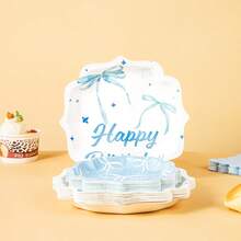 Disposable Plates, Napkins, Paper Cups, And Party Supplies In The Shape Of Blue Bow Petals, Suitable For 16 Guests, Birthdays, Weddings, Themed Parties, Family Picnics, Disposable Plates, And Party Utensils - View 3