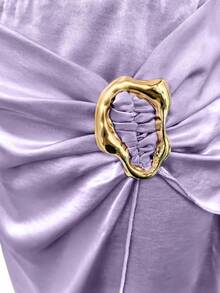 GlowEve New Woven Satin Ribbon Design Metal Decor Elegant Daily Wear Women Skirt - Purple - View 4