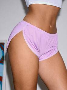 Lowkey Lull Comfortable Slit Hem Boxer Briefs For Couples - Mauve Purple - View 5