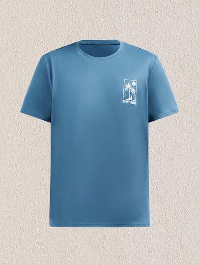 Mercer Haus 男士夏季字母棕榈树印花休闲简约短袖T恤