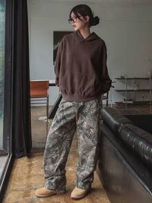 DAZY Áo nỉ rộng rãi, kiểu dáng cổ điển, bạc màu, dành cho nữ. - Xám - Xem 5