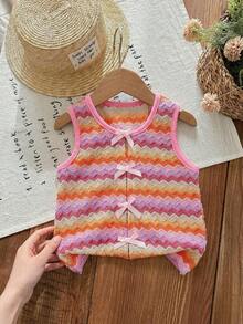 SHEIN 年轻女孩暑假休闲蝴蝶结吊带背心 - 彩色 - 查看 9