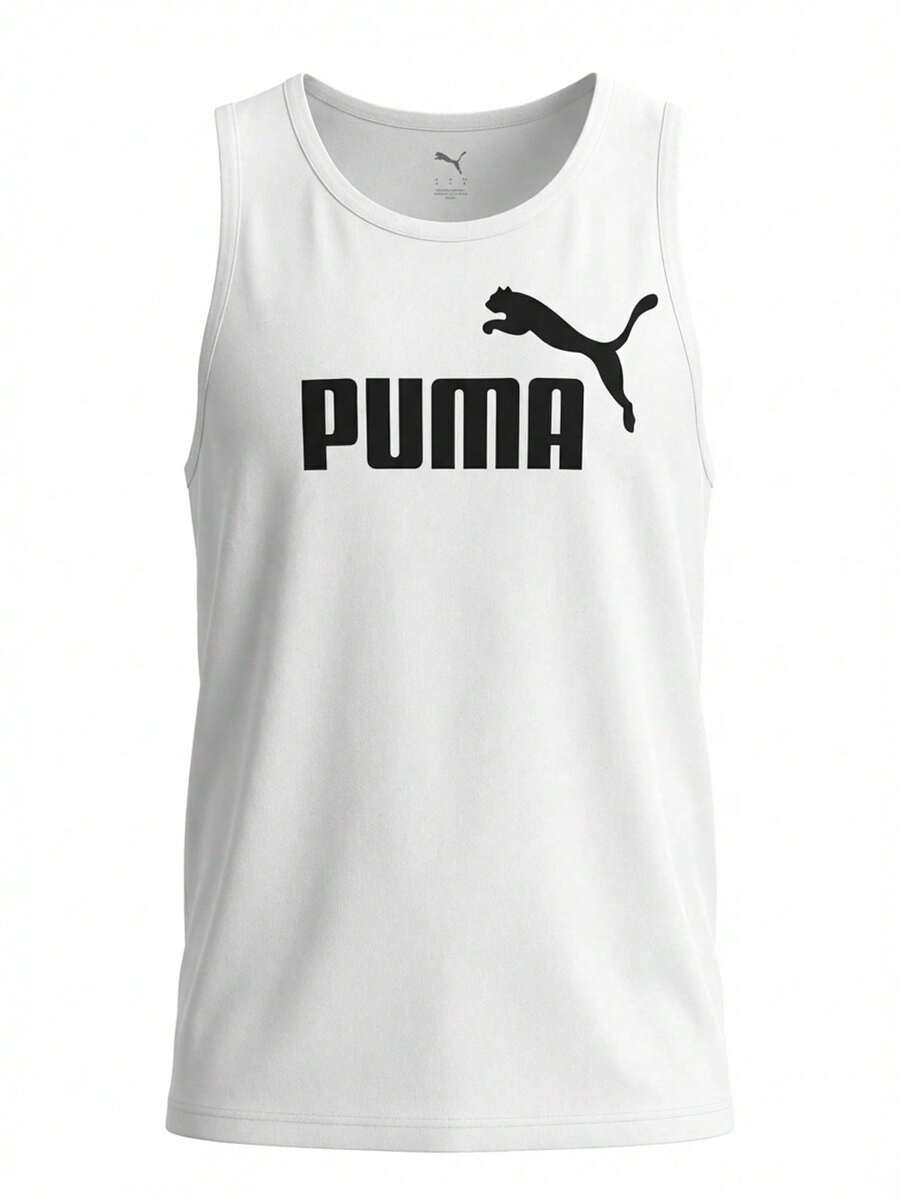 Puma Essentials Men's Tank Top White - White Black - View 1