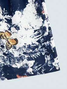 Modcrash 男士蝴蝶设计休闲短裤、沙滩裤 - 深色水洗藍 - 查看 4